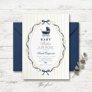 Invitation de baby shower pour landau de bébé avec
