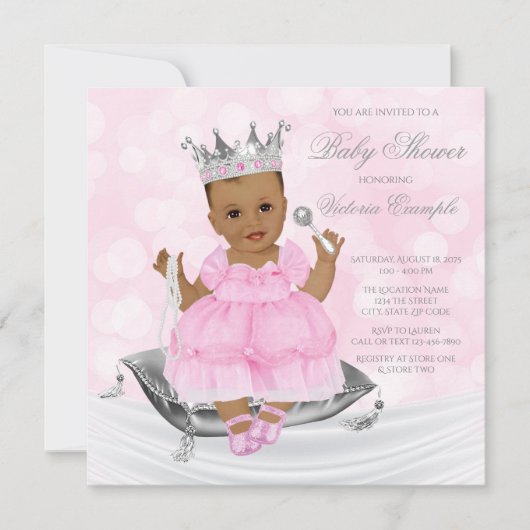 Invitation de Baby Shower pour Princesse Ethnique (Devant)