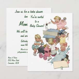 Invitation de Baby Shower pour Trains de Jouets An