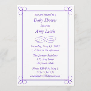 Invitation de Baby shower pourpre personnalisée