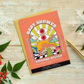 Invitation de Baby shower psychédélique rétro