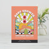 Invitation de Baby shower psychédélique rétro (Debout devant)