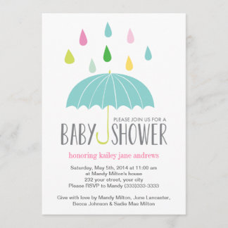 Invitation de Baby shower Raindrops coloré