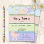 Invitation de Baby shower rayé Pastel
