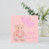 Invitation de Baby shower religieux chrétien rose (Debout devant)