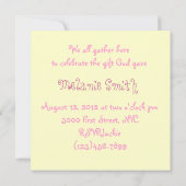 Invitation de Baby shower religieux chrétien rose (Dos)