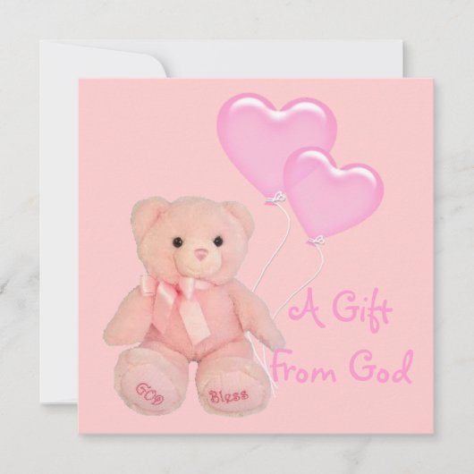 Invitation de Baby shower religieux chrétien rose (Devant)
