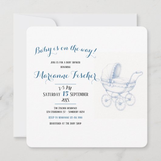 Invitation de baby shower rétro (Devant)
