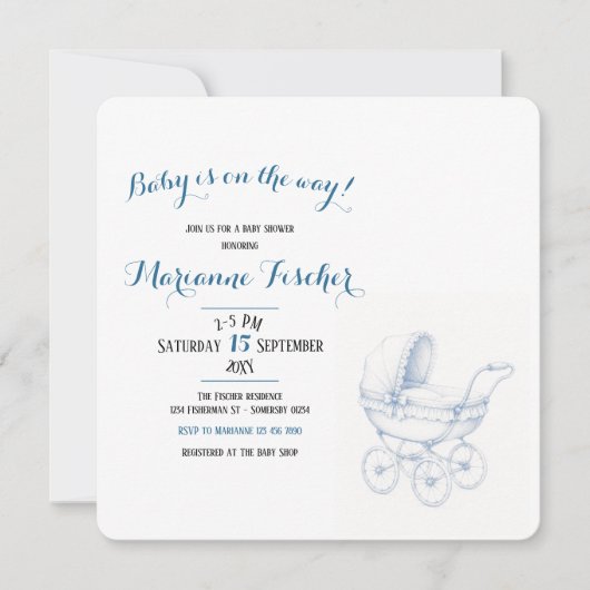 Invitation de baby shower rétro (Devant)