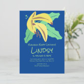 Invitation de Baby shower Retro Banana Blue Boy (Debout devant)