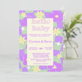 Invitation de baby shower Retro super Checkerboard (Debout devant)