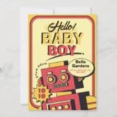 Invitation de Baby shower robotique rétro (Devant)