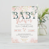 Invitation de Baby shower Rose (Debout devant)