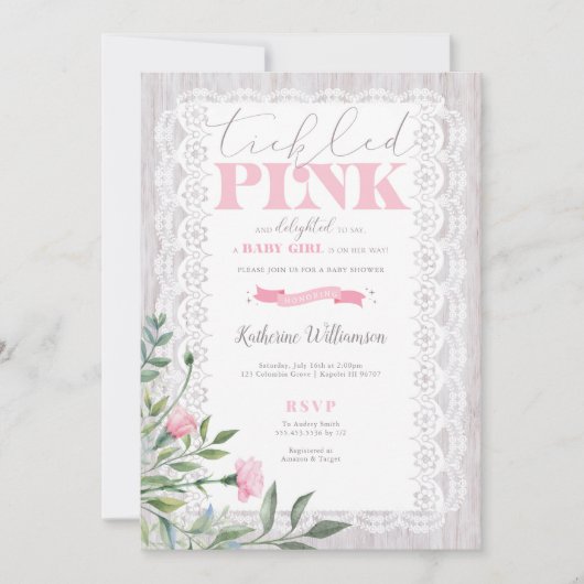 Invitation de Baby shower rose (Devant)