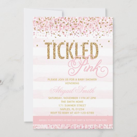 Invitation de Baby shower rosé (Devant)