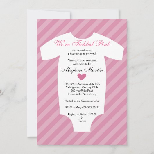 Invitation de Baby shower rosé (Devant)