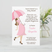 Invitation de Baby shower rose à attendre une fill (Debout devant)