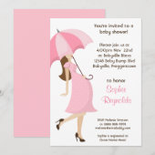 Invitation de Baby shower rose à attendre une fill (Devant / Derrière)