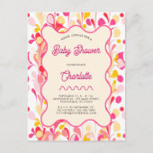 Invitation de Baby shower rose Abstrait rétro mode (Devant)