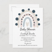 Invitation de Baby shower rose arc-en-ciel Boho (Devant / Derrière)