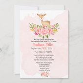 Invitation de Baby shower rose de cerfs de bois (Devant)