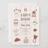 Invitation de Baby shower rose de la brasserie (Devant)