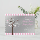 Invitation de Baby shower rose et gris papillon (Debout devant)