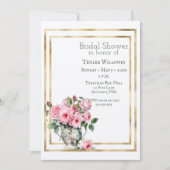 Invitation de Baby Shower Rose et Vert (Devant)