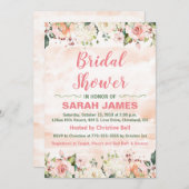 Invitation de Baby Shower Rose et Vert (Devant / Derrière)