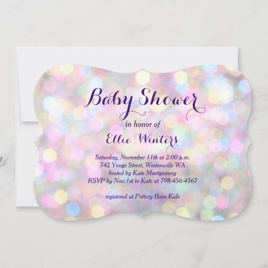 Invitation de Baby shower rose étincelant (Devant)