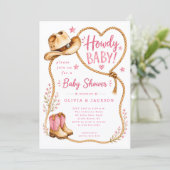 Invitation de Baby Shower Rose Howdy (Debout devant)