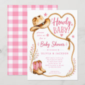 Invitation de Baby Shower Rose Howdy (Devant / Derrière)