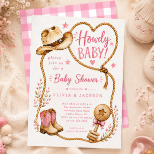 Invitation de baby shower rose Howdy