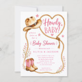 Invitation de baby shower rose Howdy (Devant)