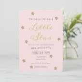 Invitation de Baby shower rose Little Star Twinkle (Debout devant)