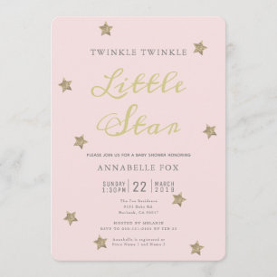 Invitation de Baby shower rose Little Star Twinkle