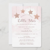 Invitation de Baby shower rose Little Star Twinkle (Devant)