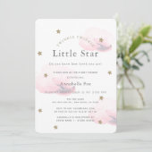 Invitation de Baby shower rose Little Star Twinkle (Debout devant)