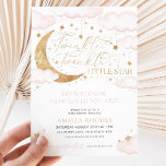 Invitation de Baby shower rose Little Star Twinkle<br><div class="desc">Twinkle,  Twinkle Little Star. Sais-tu à quel point tu es aimé ? - Une invitation mignonne baby shower fille rose et faux or avec étoiles,  lune et conception de nuages.</div>