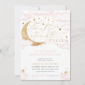Invitation de Baby shower rose Little Star Twinkle (Devant)