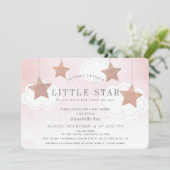 Invitation de Baby shower rose Little Star Twinkle (Debout devant)
