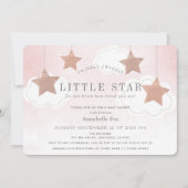 Invitation de Baby shower rose Little Star Twinkle (Devant)