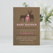 Invitation de Baby shower rose Maman, Papa et Bébé (Debout devant)