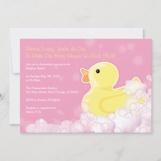 - Invitation de baby shower - rose mignon en (Devant)