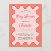 Invitation de Baby shower rose orange rétro (Devant)