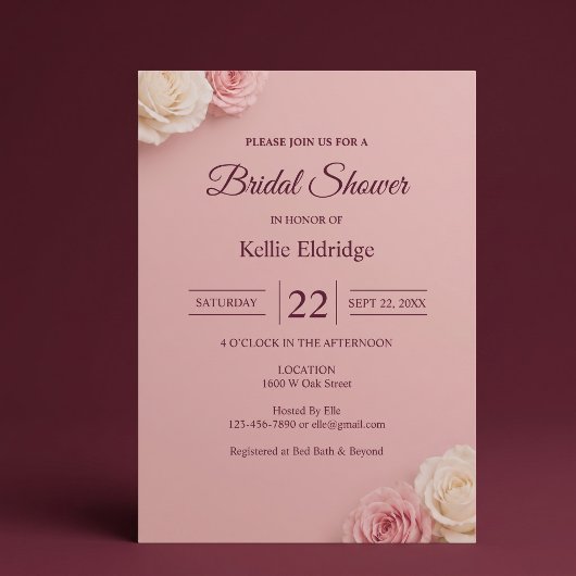 Invitation de Baby Shower Rose Pâle