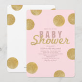 Invitation de Baby shower rose pâle Faux Gold Part (Devant / Derrière)