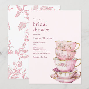 Invitation de Baby Shower Rose pour le Thé
