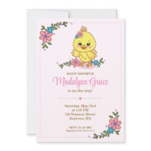 Invitation de Baby Shower Rose pour un Bébé Poussi