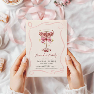 Invitation de baby shower rose pour un brunch et d